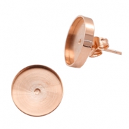 Boucles d'oreilles Polaris Steel avec serti pour cabochon 7mm/Swarovski SS34 doré rosé