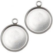 Breloques en acier inox serti pour cabochon 20mm argenté