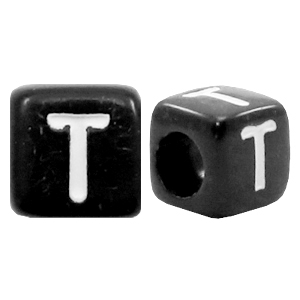 Perles acryliques alphabet lettre T noir