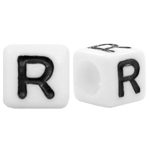 Perles acryliques alphabet lettre R blanc