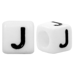 Perles acryliques alphabet lettre J blanc