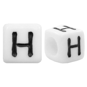 Perles acryliques alphabet lettre H blanc