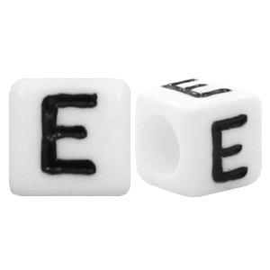 Perles acryliques alphabet lettre E blanc
