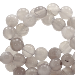 Pierres naturelles Calc&eacute;doine (Quartz) et Agate 6mm Gris worldly opal