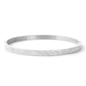 Bracelets en acier inox imprim&eacute; z&egrave;bre argent&eacute;