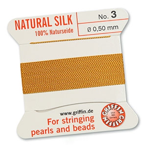 Griffin bead cord natural silk &Oslash;0.5mm Jaune ambre