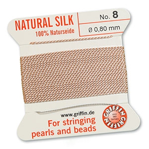 Griffin bead cord natural silk &Oslash;0.8mm Rose clair
