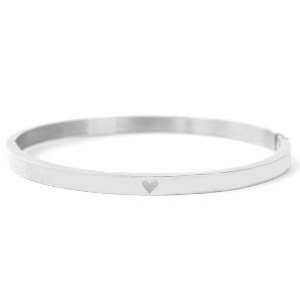 Bracelets en acier inox avec c&oelig;ur Argent&eacute;