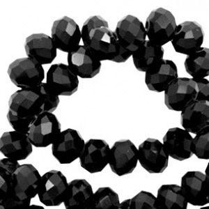 Perles &agrave; facettes 3x2mm disque Noir jais-pearl shine coating
