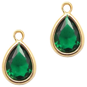 Pendentifs en verre Crystal Glass goutte 11x7mm Vert classique crystal-dor&eacute;