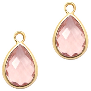 Pendentifs en verre Crystal Glass goutte 11x7mm Rose vintage crystal-dor&eacute;