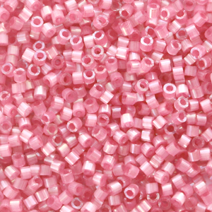Perles Miyuki delicas 11/0 Duracoat semi frosted silverlined dyed honeysuckle pink DB-2189