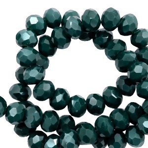 Perles &agrave; facettes 3x2mm disque Vert profond-pearl shine coating