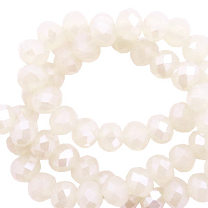 Perles &agrave; facettes 6x4 mm disque Blanc cass&eacute;-pearl shine coating