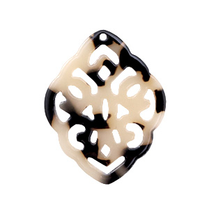 Pendentifs en r&eacute;sine losange baroque Noir cr&egrave;me
