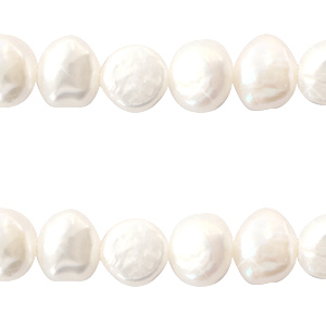 BQ Perles d'eau douce nugget rond 6-7mm Natural blanc