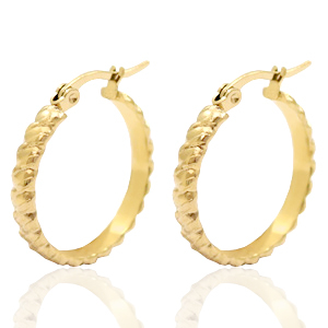 Boucles d'oreilles en acier inox cr&eacute;oles 25mm Dor&eacute;