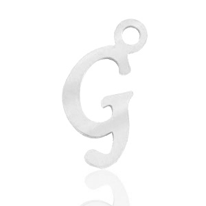 Breloques en acier inox alphabet lettre G Argent&eacute;