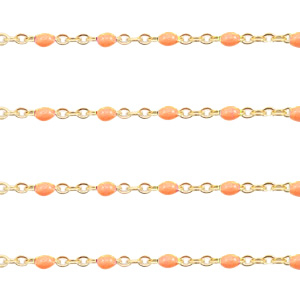 Appr&ecirc;ts en acier inox cha&icirc;ne maille jaseron 1mm Orange-dor&eacute;