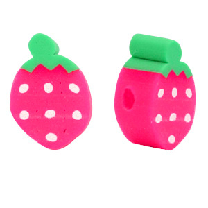 Perles en polym&egrave;re fraise Rose-vert