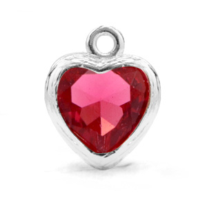 Pendentifs en verre Crystal Glass c&oelig;ur Rose indien-argent&eacute;