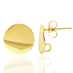 Appr&ecirc;ts en m&eacute;tal TQ boucles d'oreilles puces 12mm avec anneau Dor&eacute;