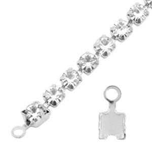 Appr&ecirc;ts en m&eacute;tal TQ embout pour cha&icirc;ne strass 3mm Argent&eacute; antique