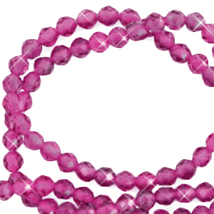 Pierres naturelles 3mm facett&eacute;es Rose magenta