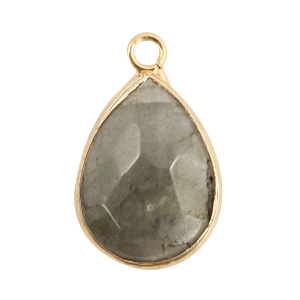 Pierres naturelles pendentifs goutte Gris fossile-dor&eacute;