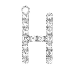 Breloques en m&eacute;tal Basic Quality strass lettre H Argent&eacute; antique