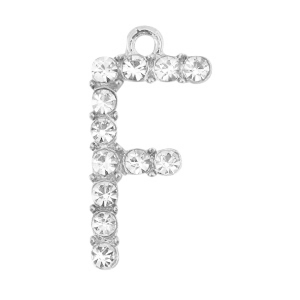 Breloques en m&eacute;tal Basic Quality strass lettre F Argent&eacute; antique