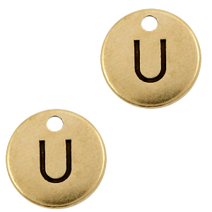 Breloques en m&eacute;tal DQ lettre U Bronze antique (sans nickel)