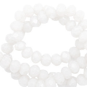 Perles &agrave; facettes 6x4mm disque Blanc lumineux-Pearl Shine Coating