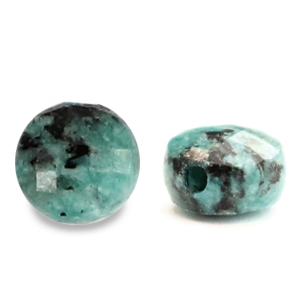 Pierres naturelles perles Jaspe Dalmatien facettes 5mm Bleu turquoise