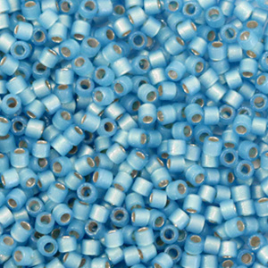 Perles Miyuki d&eacute;licas 11/0 Duracoat semi frosted silverlined dyed light bayberry blue DB-2176