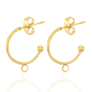 Boucles d'oreilles en acier inox cr&eacute;oles avec anneau 15mm Dor&eacute;