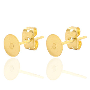 Appr&ecirc;ts en acier inox puces d'oreilles pour cabochons 7mm et flatback SS34 Dor&eacute;