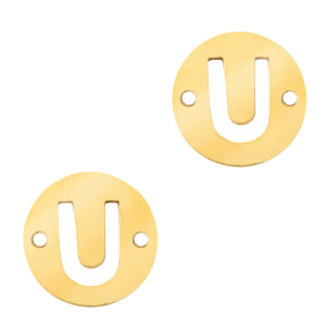 Breloques en acier inox connecteur lettre U rond 10mm Dor&eacute;