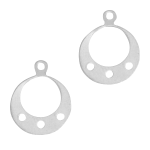 Argent 925 breloques rond avec anneaux Argent