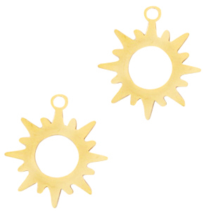 Breloques en acier inox soleil Dor&eacute;