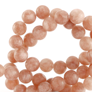 Pierres naturelles Calc&eacute;doine (Quartz) et Agate 6mm mat Rose
