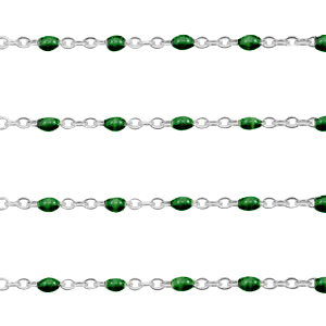 Appr&ecirc;ts en acier inox cha&icirc;ne maille jaseron 1mm&nbsp;Vert ultramarine-argent&eacute;