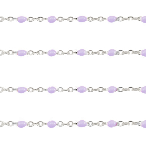 Appr&ecirc;ts en acier inox cha&icirc;ne maille jaseron 1mm&nbsp; Violet vigne-argent&eacute;