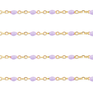Appr&ecirc;ts en acier inox cha&icirc;ne maille jaseron 1mm&nbsp; Violet vigne-dor&eacute;