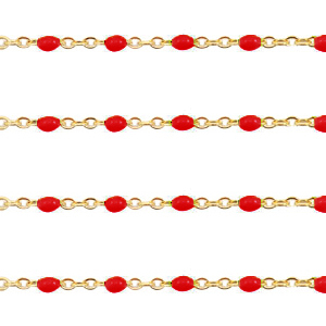 Appr&ecirc;ts en acier inox cha&icirc;ne maille jaseron 1mm&nbsp; Rouge samba-dor&eacute;