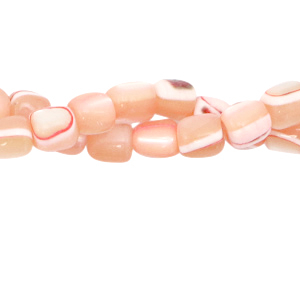 Perles coquillage tube Rose p&ecirc;che