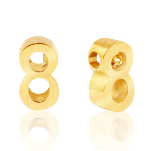 Perles en acier Inox chiffre 9 Dor&eacute;