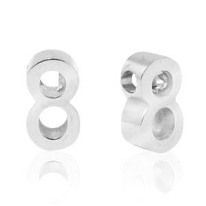 Perles en acier Inox chiffre 8 Argent&eacute;
