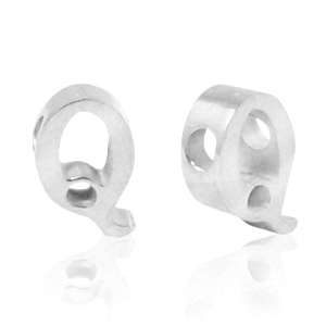 Perles en acier Inox lettre Q Argent&eacute;