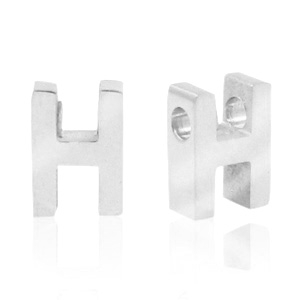 Perles en acier Inox lettre H Argent&eacute;